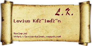 Levius Kálmán névjegykártya